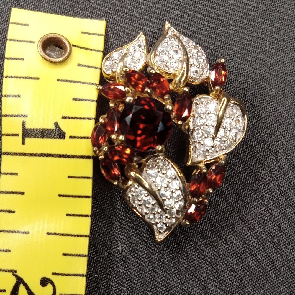 925 Sterling Silver, Fancy Garnet & Sapphire Two Tone Vermeil Coated Slider Pend